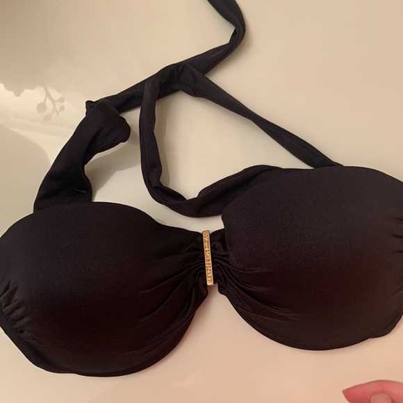 Victoria’s Secret Push-Up Bandeau Swim Top- BLACK 34 D - Picture 2 of 5